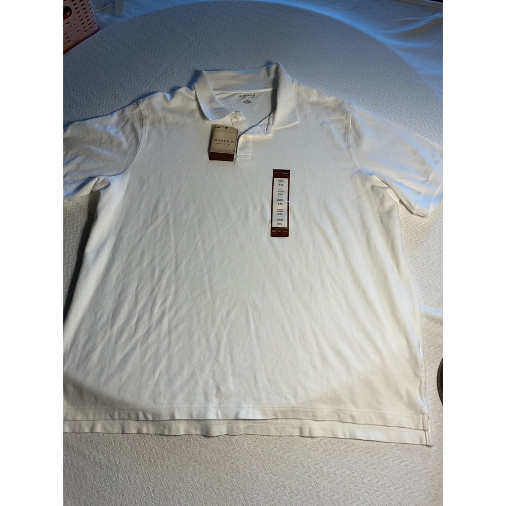 Sonoma Life Style Mens White Short Sleeve Polo Shirt XXL Cotton